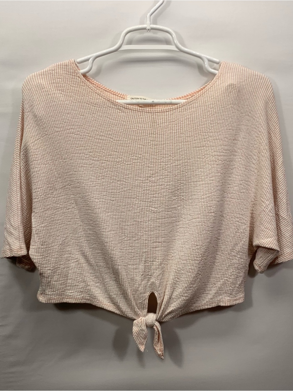 Caution To The Wind Blush Knit Tie-Front Crop Top